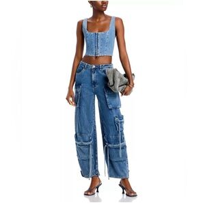 STEVE MADDEN Duo Cargo Jeans in Blue Denim NWOT